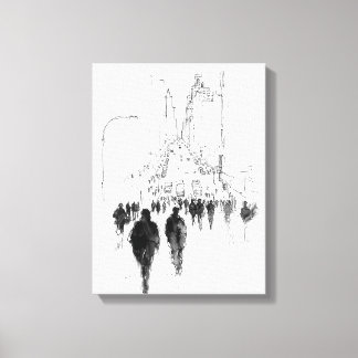 Abstract druk straatbeeld canvas afdruk