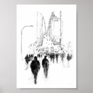 Abstract druk straatbeeld poster
