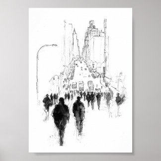 Abstract druk straatbeeld poster