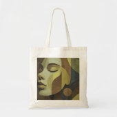 Abstract Earth-Tone Face Tote Bag (Devant)