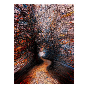 Abstract Eenzaamheidsweg – Kleurrijk Boompad Perfect Poster