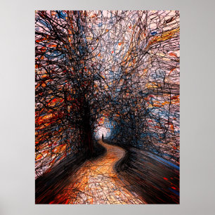 Abstract Eenzaamheidsweg – Kleurrijk Boompad Poster