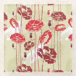 Abstract Elegance florale patroon 2 Glazen Onderzetter