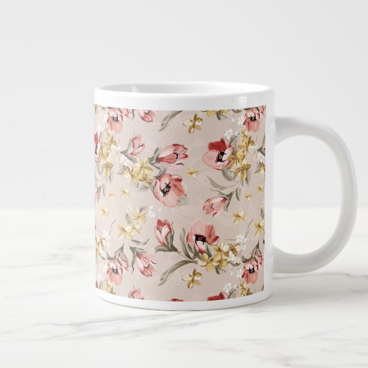 Abstract Elegance florale patroon 3 Jumbo Mok (Rechts)