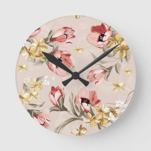 Abstract Elegance florale patroon 3 Ronde Klok