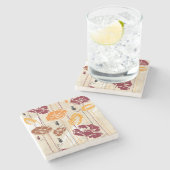 Abstract Elegance florale patroon 4 Stenen Onderzetter (Zijkant)