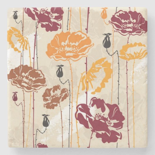 Abstract Elegance florale patroon 4 Stenen Onderzetter (Voorkant)