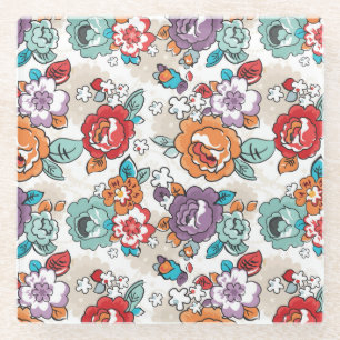 Abstract Elegance floreel patroon 5 Glazen Onderzetter