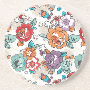 Abstract Elegance floreel patroon 5 Zandsteen Onderzetter