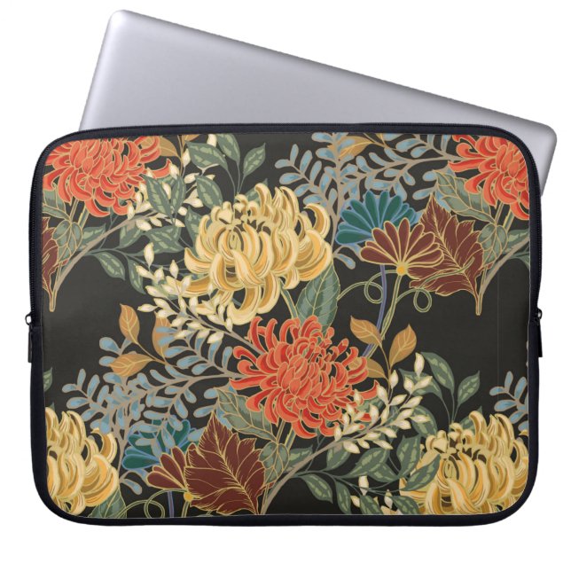 Abstract elegance seamless pattern with floral bac laptop sleeve (Voorkant)