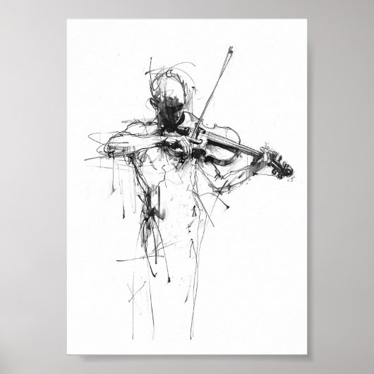 Abstract Elegant Violist Poster (Voorkant)