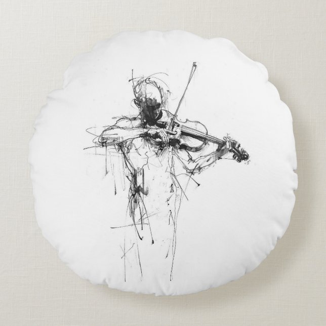 Abstract Elegant Violist Rond Kussen (Voorkant)