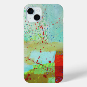 Abstract elegante gemengde kleurrijke schilderij p iPhone 15 mini hoesje