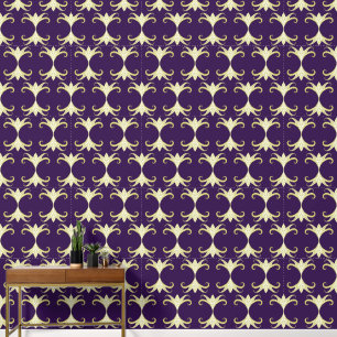 Abstract Elegante Moderne Damast Donkerpaars Stijl Behang