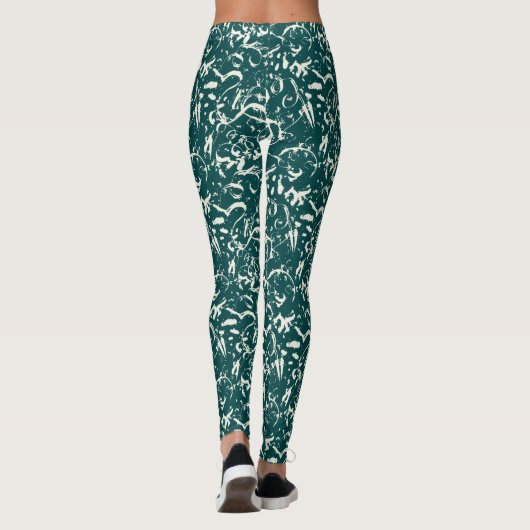 Abstract Emerald Green Leggings  (Dos)
