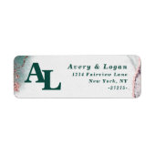 Abstract Emerald Green Monogram Return-adres Etiket (Voorkant)