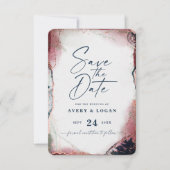 Abstract Etheral Burgundy & Navy Blue Wedding Save The Date (Voorkant)