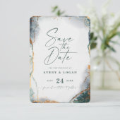 Abstract Etheral Eucalyptus Green Wedding Save The Date (Staand voorkant)