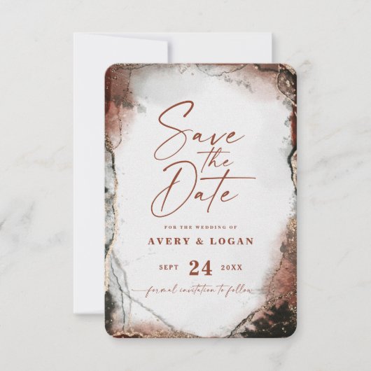 Abstract Etheral Rustic Autumn Oranje Wedding Save The Date (Voorkant)