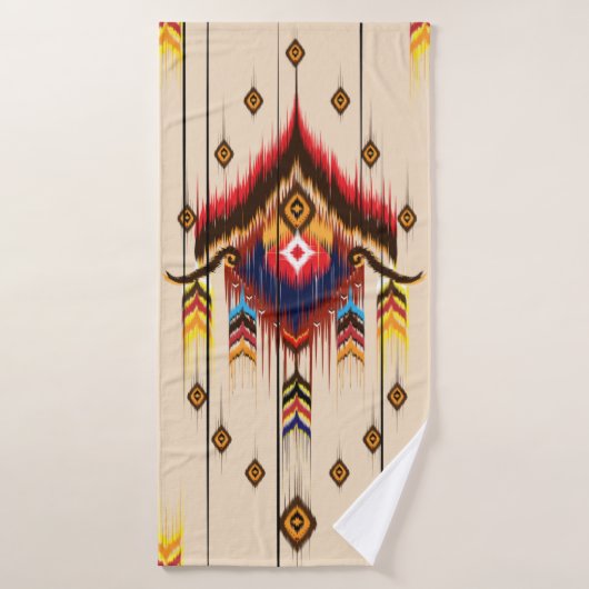 Abstract ethnic geometric pattern, Ikat geometric (Serviette de bain)