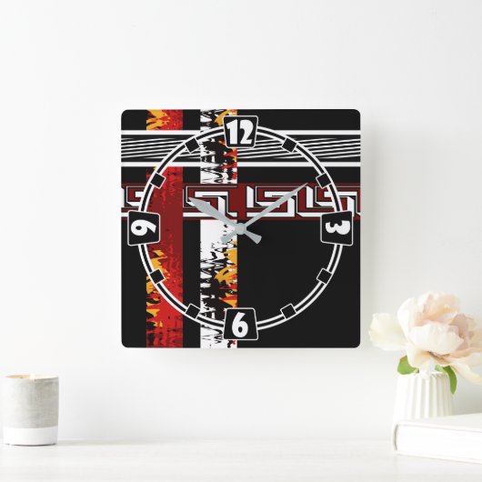 Abstract , etnisch , creatief vierkante klok (Huis)