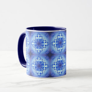Abstract etnisch geometrisch blauw patroon mok