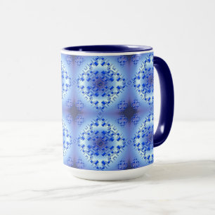 Abstract etnisch geometrisch blauw patroon mok