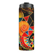 Abstract etnische stammenpatroon helder thermosbeker (Voorkant)