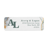 Abstract Eucalyptus Green Monogram Return-adres Etiket (Voorkant)