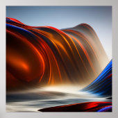 Abstract exotisch stromend zijderijgebergte Gold B Poster (Voorkant)