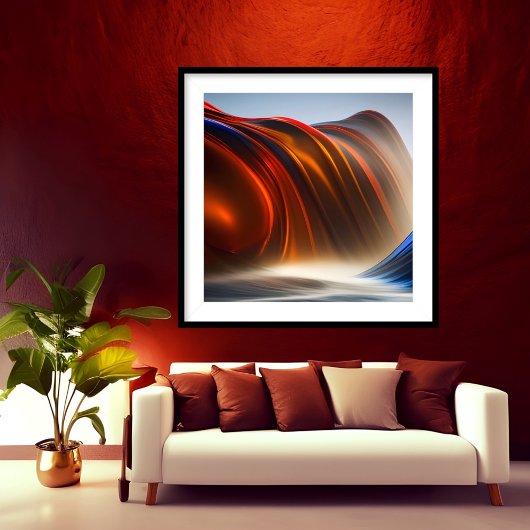Abstract exotisch stromend zijderijgebergte Gold B Poster