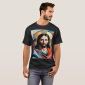 Abstract expressionisme afbeeldingen van Jezus op  T-shirt (Voorkant volledig)