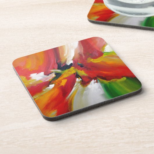 Abstract expressionisme schilderen bier onderzetter (Linkerzijde)