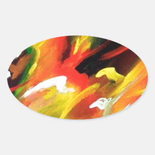 Abstract expressionisme schilderen ovale sticker
