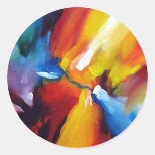 Abstract expressionisme schilderen ronde sticker