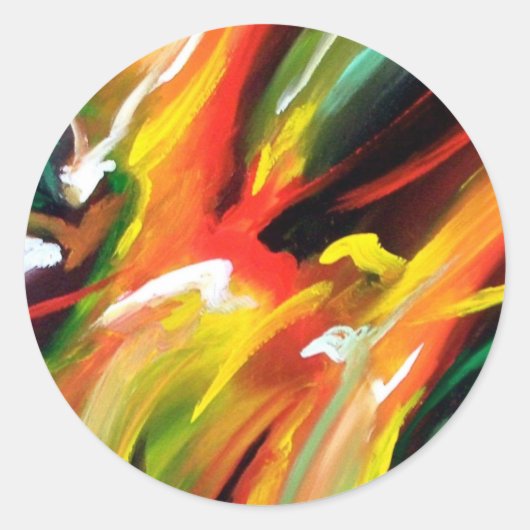 Abstract expressionisme schilderen ronde sticker (Voorkant)