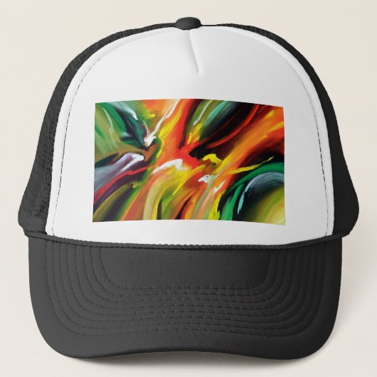 Abstract expressionisme schilderen trucker pet (Voorkant)