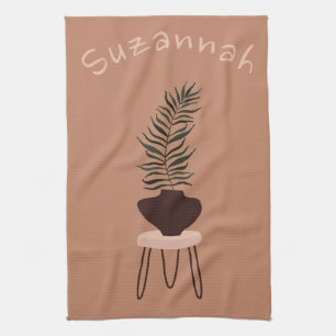 Abstract expressionisme Terracotta Palm Leaf & Vas Theedoek