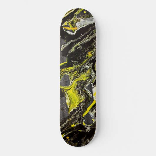 Abstract expressionisme Zwart-geel Skateboard (Voorkant)