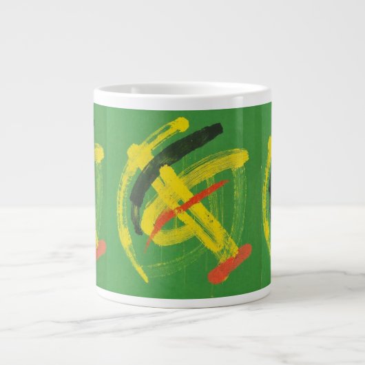 Abstract Expressionist Mark Making Fine Art Mug Extra Grote Beker (Voorkant)
