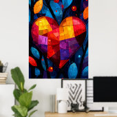 Abstract expressionistisch hart – levendige kunst poster (Thuiskantoor)