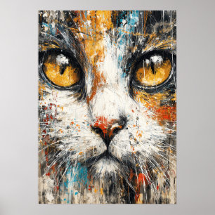 Abstract expressionistisch kattenportret modern di poster