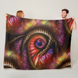 Abstract eyes in reds and purples fleece deken