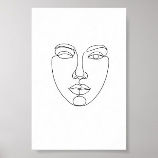 Abstract Face Minimalist Line Art Poster