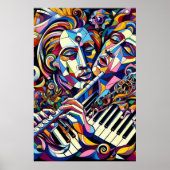 Abstract Faces and Instruments Poster (Voorkant)