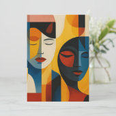 Abstract Faces Art Print, Dual Portrait, Abstract Kaart (Staand voorkant)