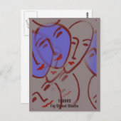 Abstract Faces, Fig Street Studio Briefkaart (Voorkant / Achterkant)