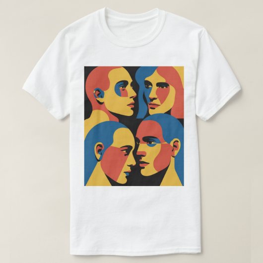 Abstract Faces Grid Art Print, Human Faces T-shirt (Design voorkant)