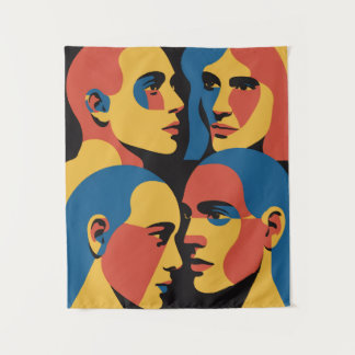 Abstract Faces Grid Art Print, Human Faces Wandkleed