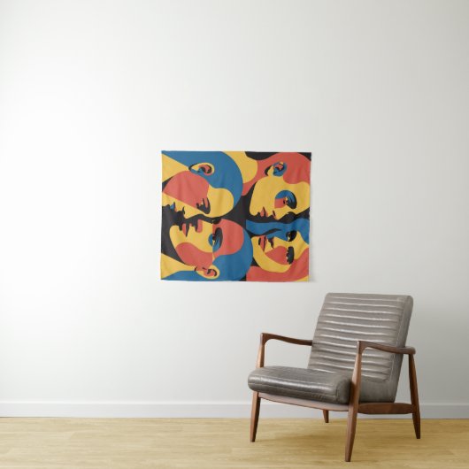 Abstract Faces Grid Art Print, Human Faces Wandkleed (In Situ (horizontaal))